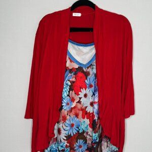 Tank Top with Cardigan Outfit 2X Red/Blue